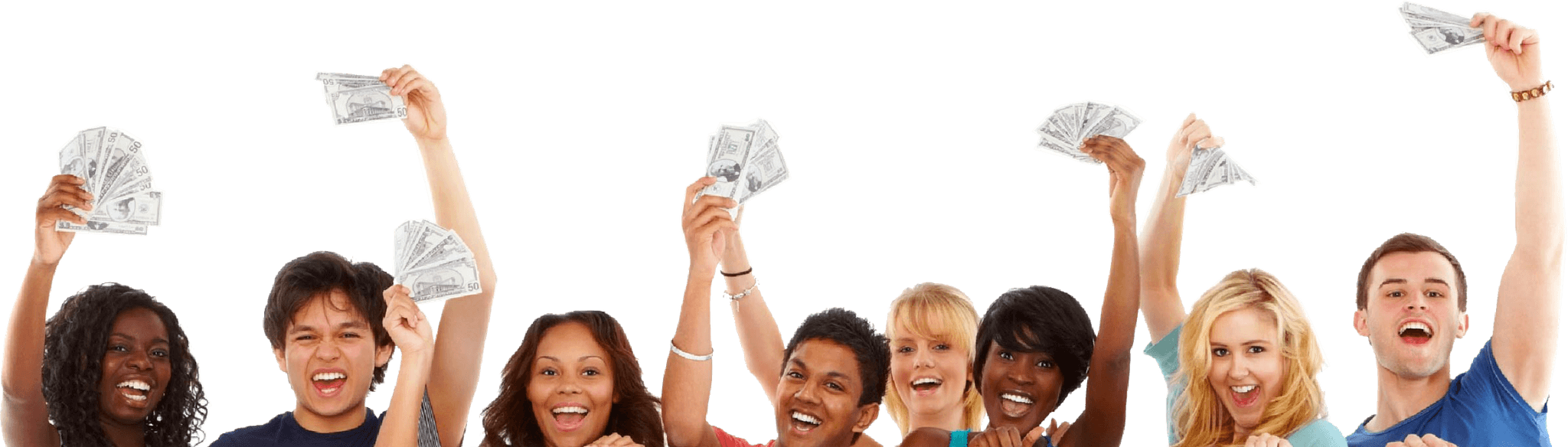 People celebrating with money